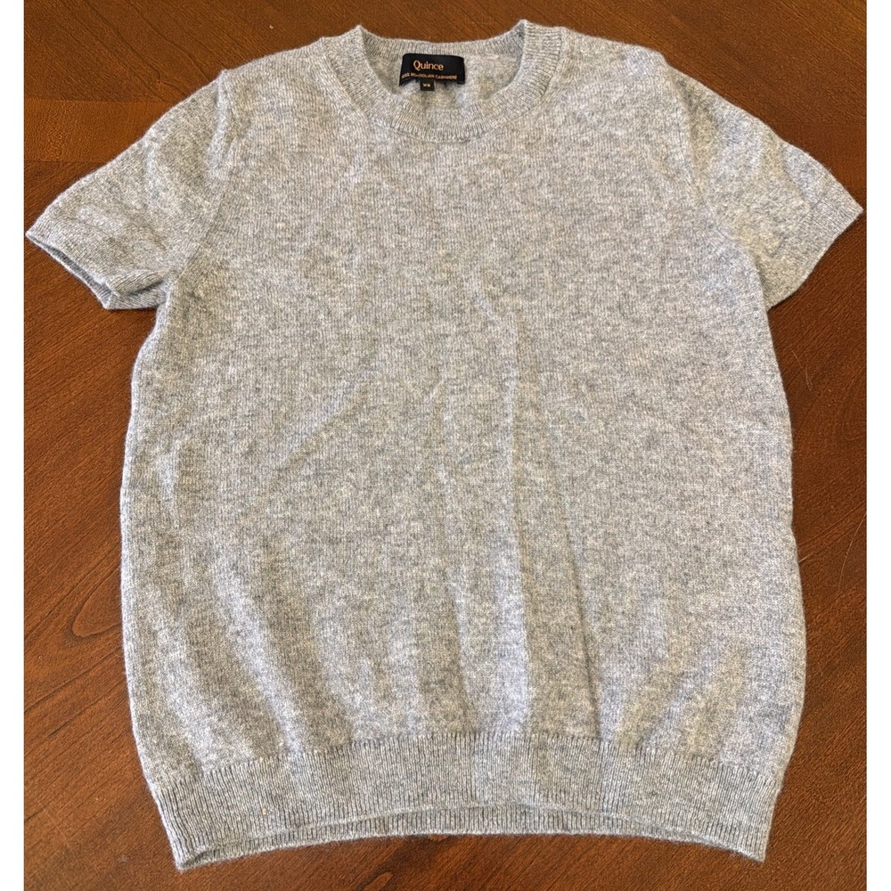 Quince Sz XS Heather Grey Mongolian Cashmere Tee Shirt Top Short Sleeve Sweater